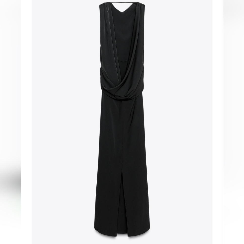 ZARA OPEN BACK MAXI DRESS BLACK SIZE XS - Picture 7 of 7
